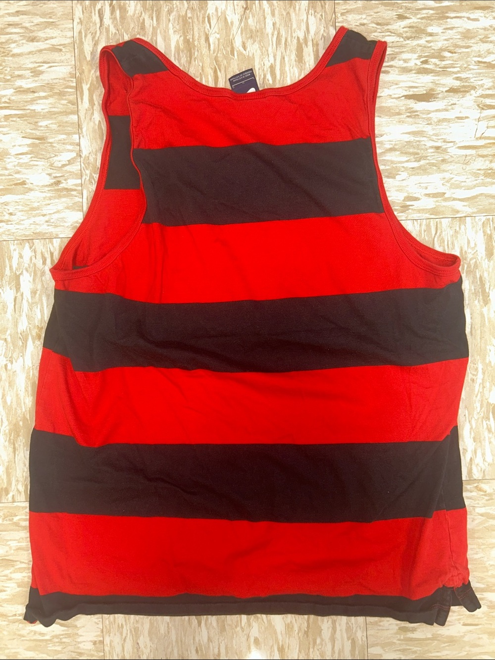 Nike Red and Black Striped Men's Tank with White Logo - Picture 3 of 3